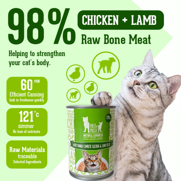 Wet Cat Food Canned Pet Food Chicken & Lamb Flavor 375G