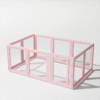 Pink Clear Acrylic Pet Pen Playpen Easy-to-Assemble Pet Dog Crate Kennel Cage for Puppy Cat Rabbit for Small Dogs Indoor Use