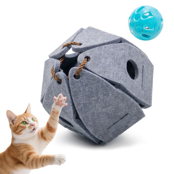 Eco-Friendly Durable Removable Washable Foldable Cat Interactive Pet Toy Simple Style Rolling Ball Made of Felt for Cats Dogs