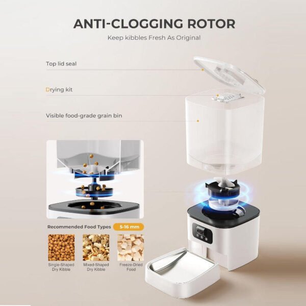 Interactive Eco-Friendly Pet Smart Feeder Dual Screen WiFi Automatic Bowl Filler 6L Solid Pattern Power Source Charger Camping