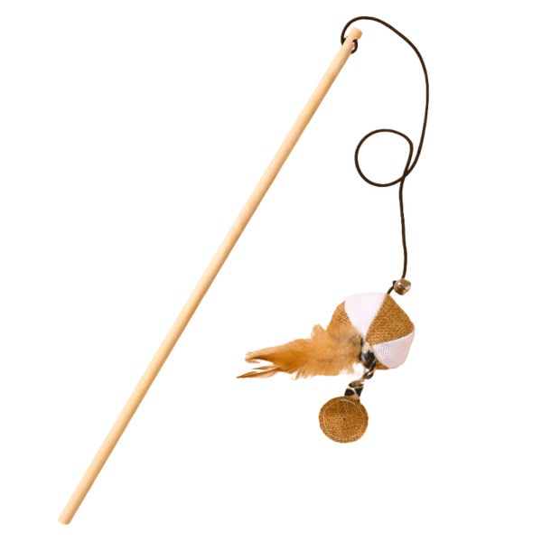 PETLEAD Modern Fashion Wooden Handle Animal-Shaped Interactive Cat Exercise Toy with Cartoon Style for Pets