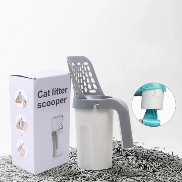 High Quality Pet Cleaning Tool Portable Cat Litter Sifter Scoop with Waste Bag Integrated Detachable Deep Cat Litter Shovel