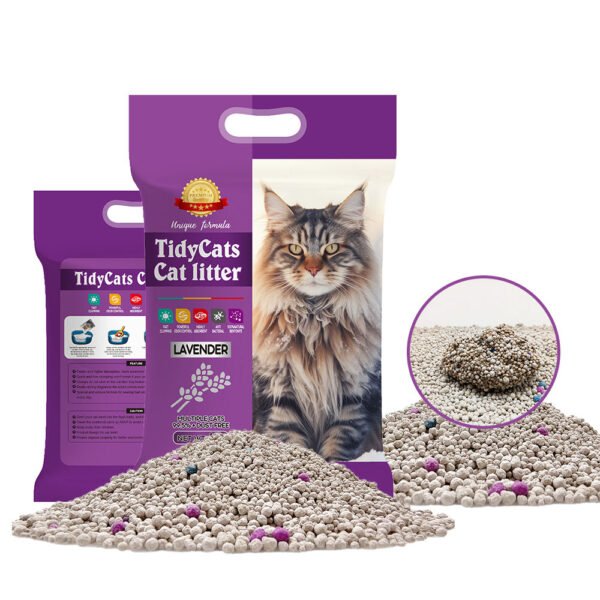 Plastic Cat Sand Clumping Cat Litter in 4kg with Lavender Fragrance Cheap Pet Products Arena Para Gatos